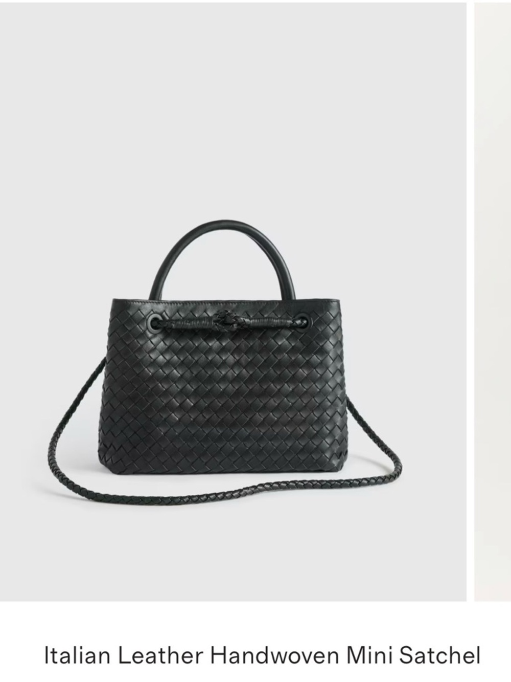 Quince Black Handwoven Leather Satchel